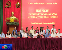 Quận Thanh Xuân ký cam kết thực hiện tốt Tháng hành động vì an toàn thực phẩm
